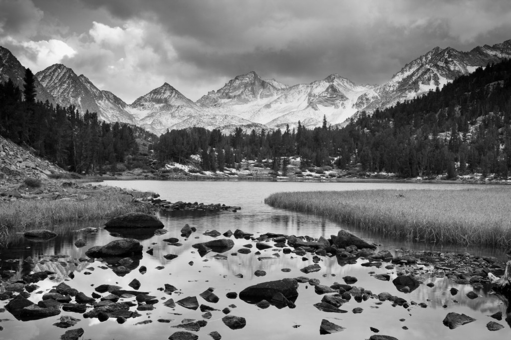 Dramatic Mountain Landscape, Black and White Image