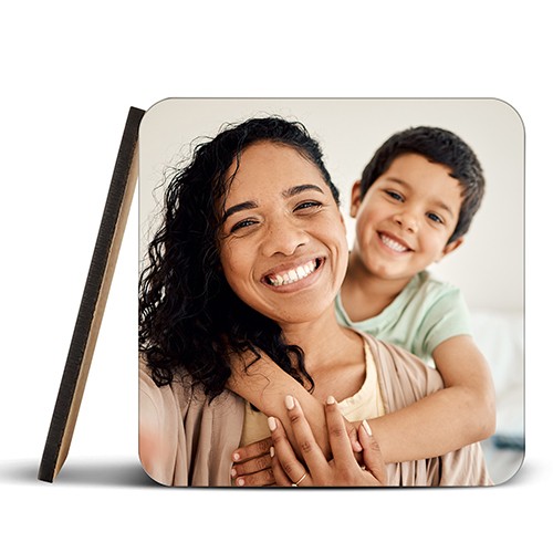 square coaster of mum and boy
