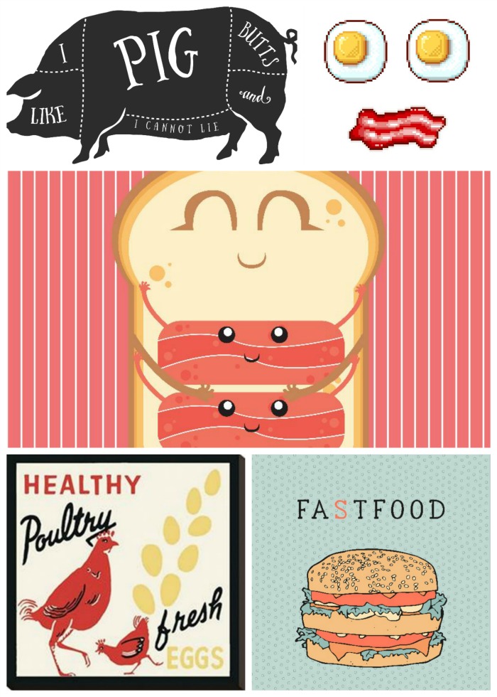 Collage of Food Art with Bacon as theme of the month